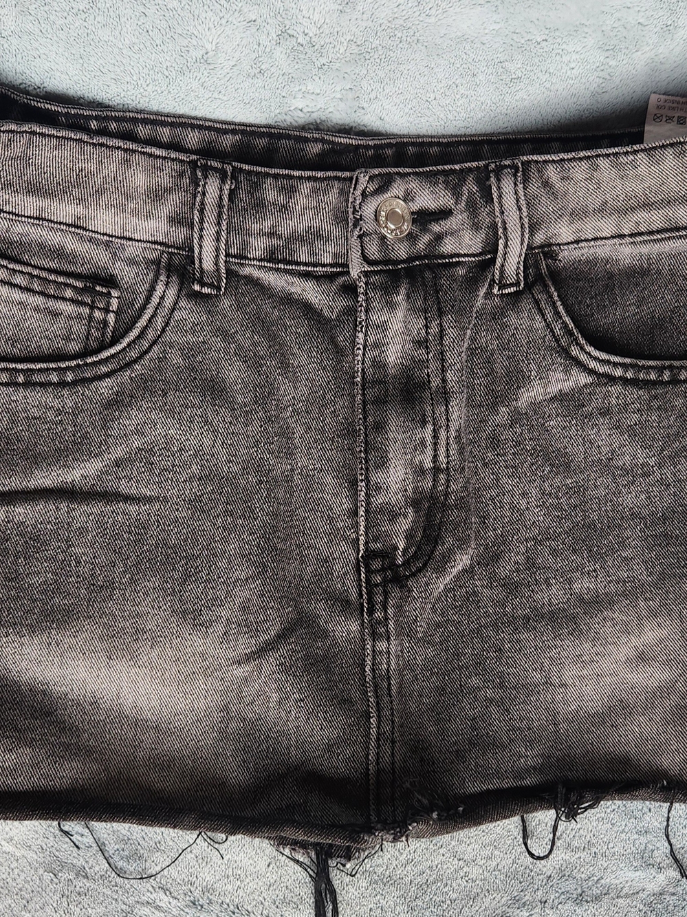 SHEIN Black Washed Denim Mini Skirt